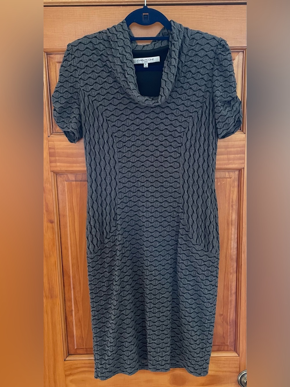 Evan Picone EUC Gray Cowl Neck Lined Dress, size 8